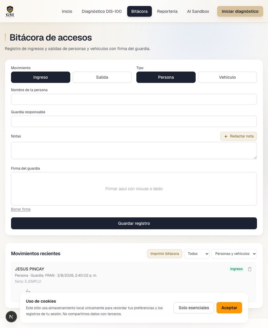Bitácora de accesos